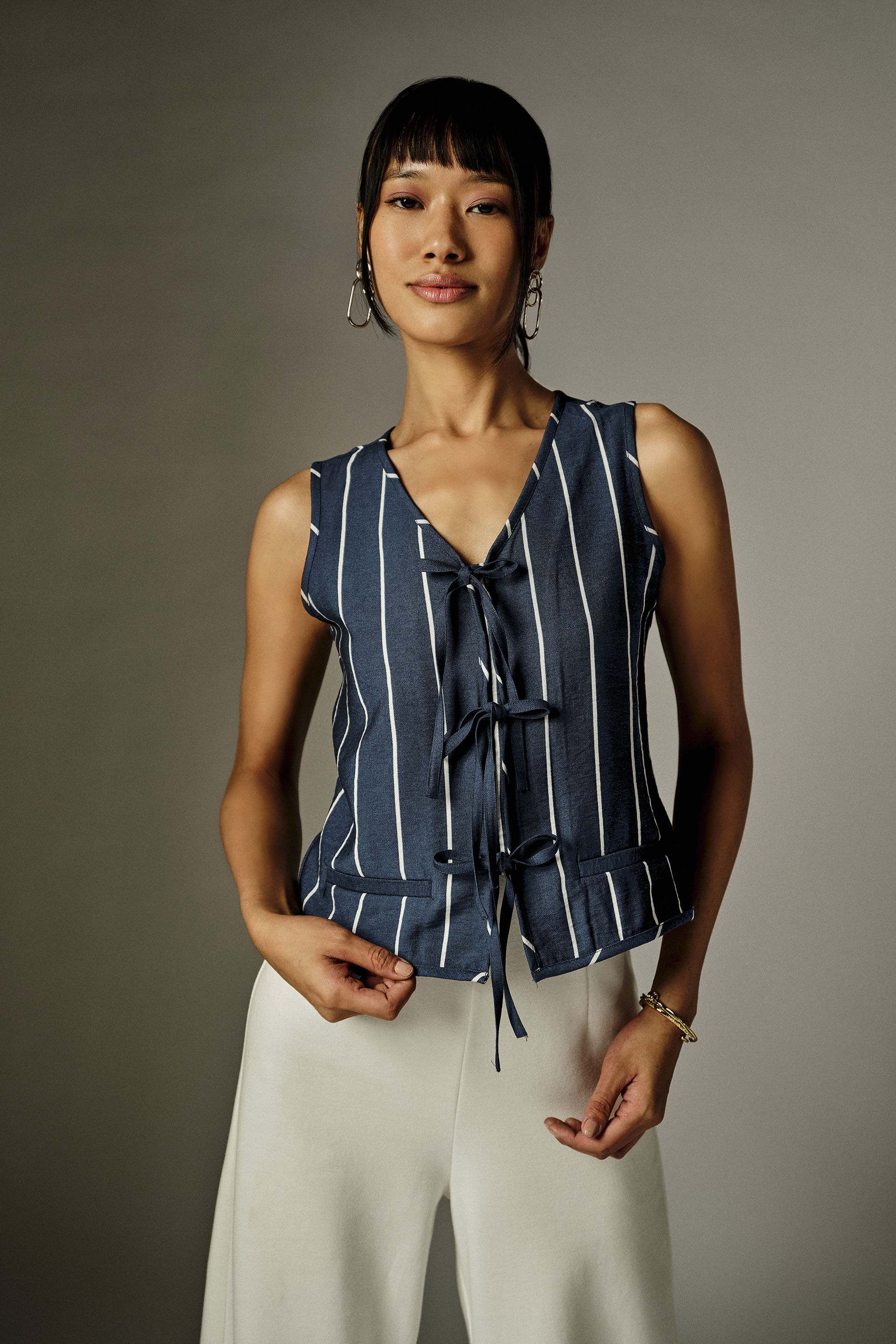 Rona Navy Striped Top